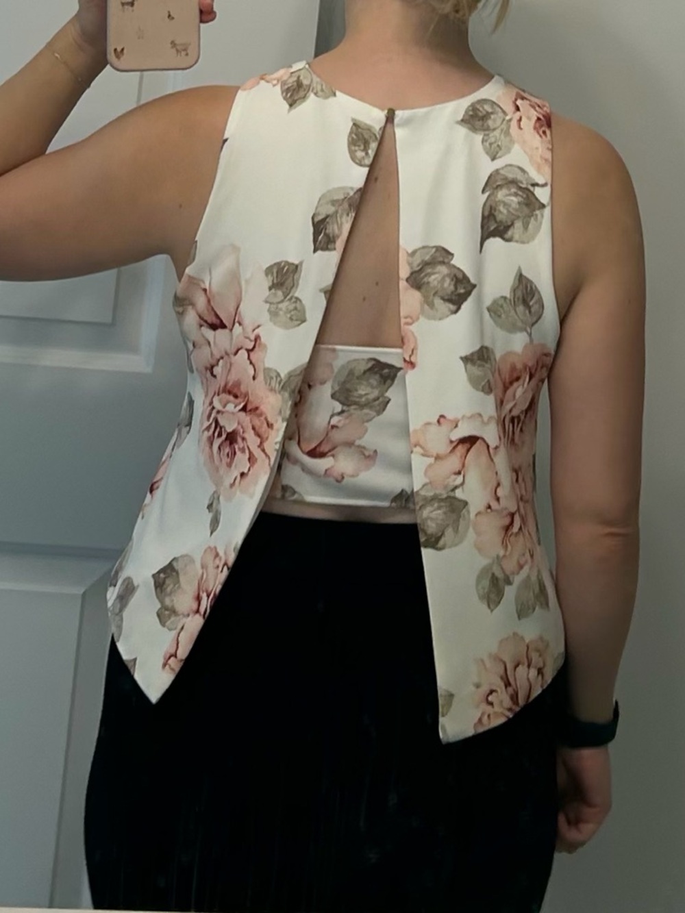 Dynamite White Floral Tank Top - Blush Pink Rose Print - Picture 6 of 6